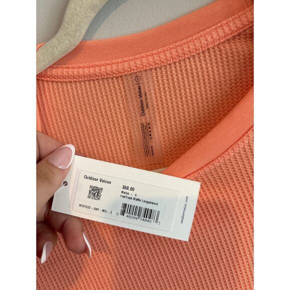 NWT Outdoor Voices The Fast track Waffle Long Sleeve Shirt in Melon Size S - Picture 3 of 5